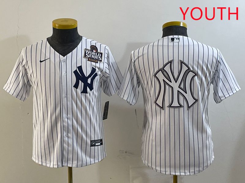 Youth New York Yankees Blank White Stripe Game 2025 Nike MLB Jersey style 20